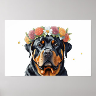 Rottweiler Flower Krona Poster