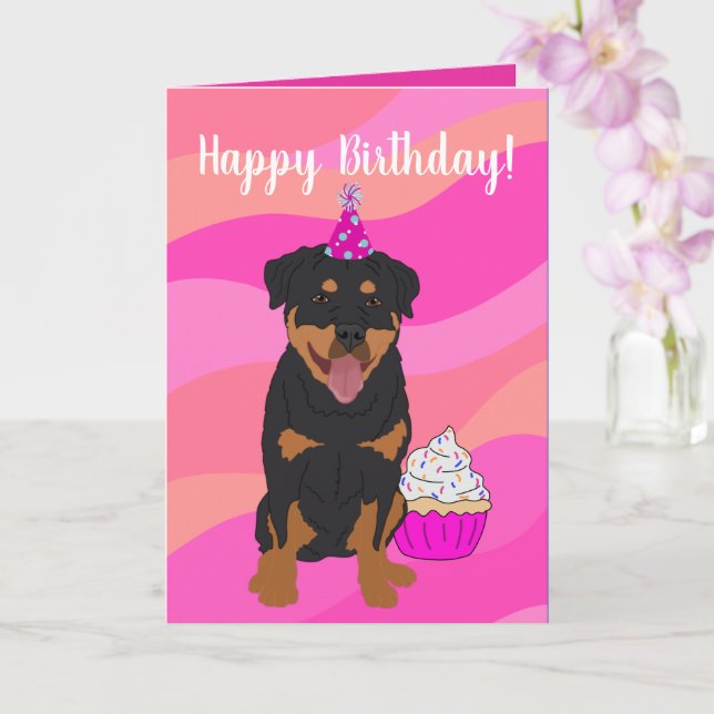Rottweiler födelsedag kort (Orkide)