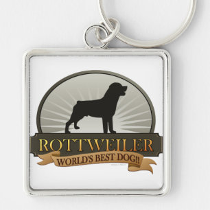 Rottweiler Fyrkantig Silverfärgad Nyckelring