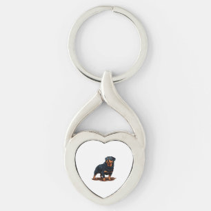 Rottweiler: Gent Twisted Heart Silverfärgad Nyckelring