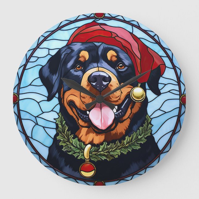 Rottweiler Glass-jul Stor Klocka (Framsida)