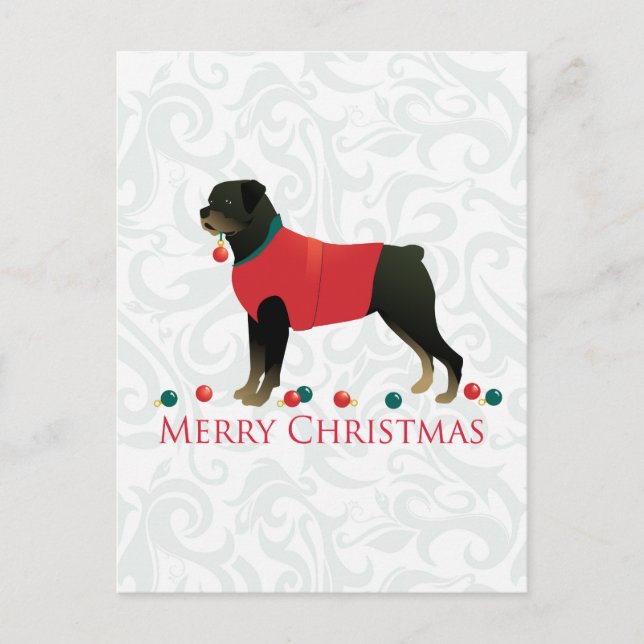 Rottweiler God jul Design Helg Vykort (Framsida)