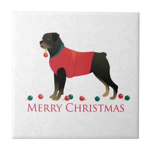 Rottweiler God jul Design Kakelplatta (Framsidan)