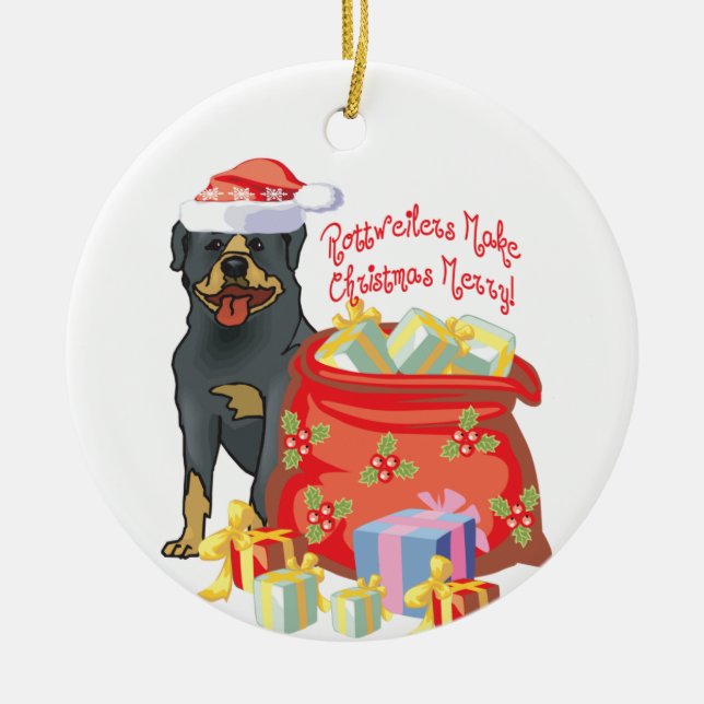 Rottweiler god jul julgransprydnad keramik (Framsidan)