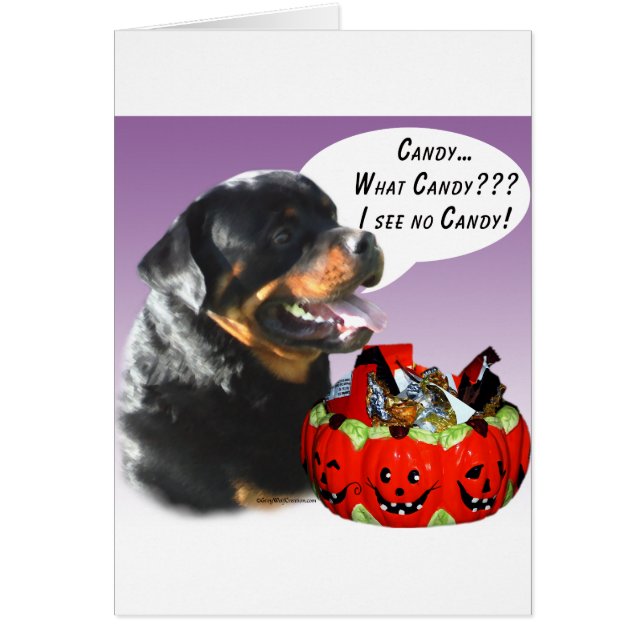 Rottweiler Halloween Candy Hälsningskort (Framsidan)