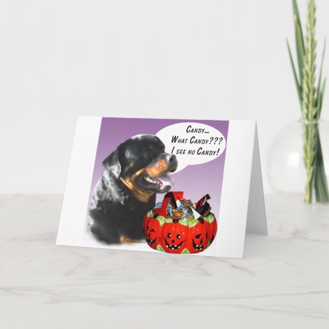 Rottweiler Halloween Candy Kort (Framsida)