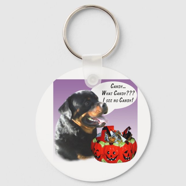 Rottweiler Halloween Candy Nyckelring (Framsida)