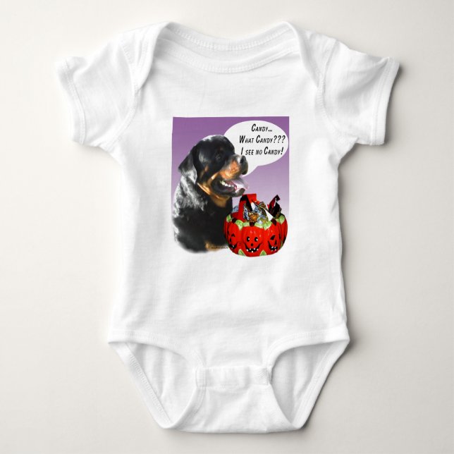 Rottweiler Halloween Candy T Shirt (Framsida)