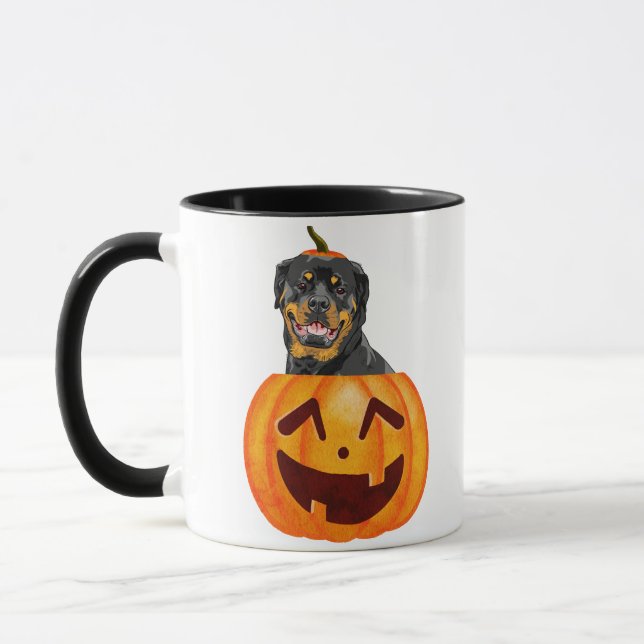 Rottweiler Halloween Coffee Mugg (Vänster)