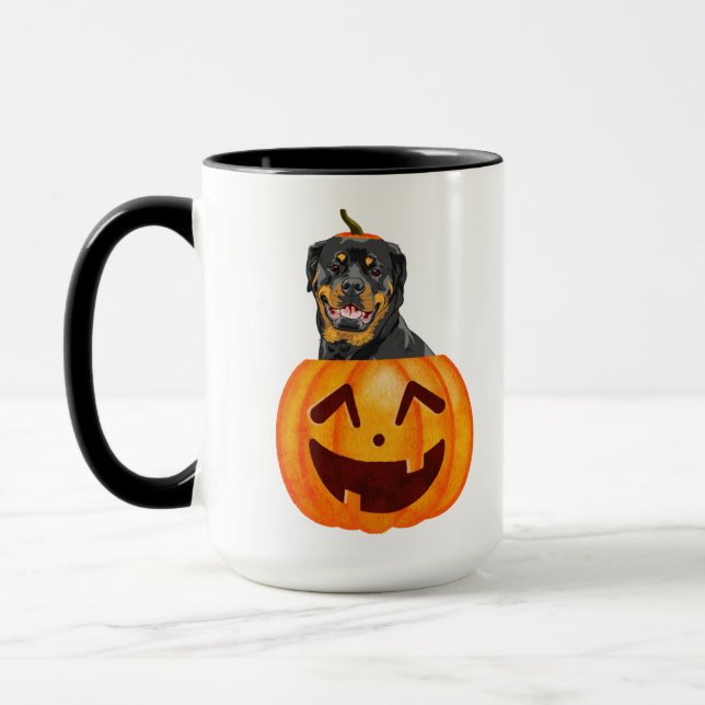 Rottweiler Halloween Coffee Mugg (Vänster)