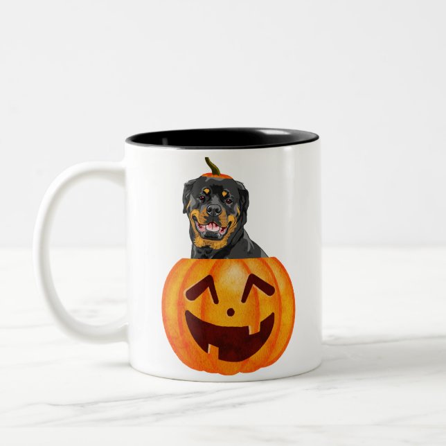Rottweiler Halloween Coffee Mugg (Vänster)