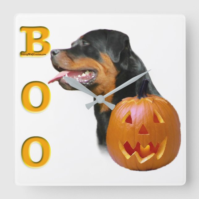 Rottweiler Halloween Fyrkantig Klocka (Framsida)