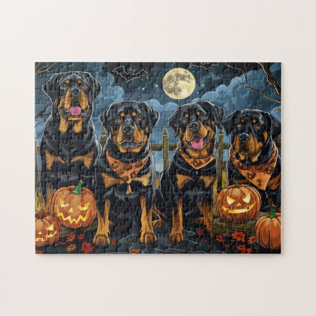 Rottweiler Halloween Kuslig Pussel (Horisontell)