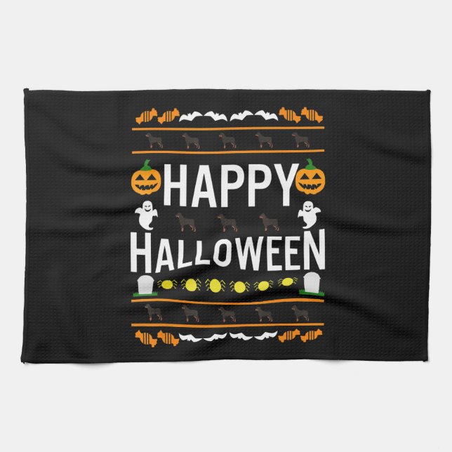 Rottweiler Halloween Lazy Ugly Costume Hund T-Shir Kökshandduk (Horisontell)