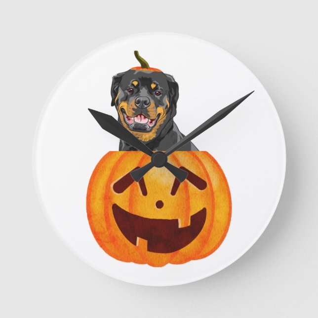 Rottweiler Halloween     Rund Klocka (Framsida)