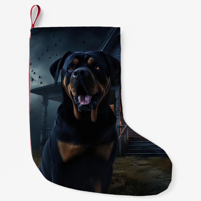 Rottweiler Halloween Scary Liten Julstrumpa (Framsidan)
