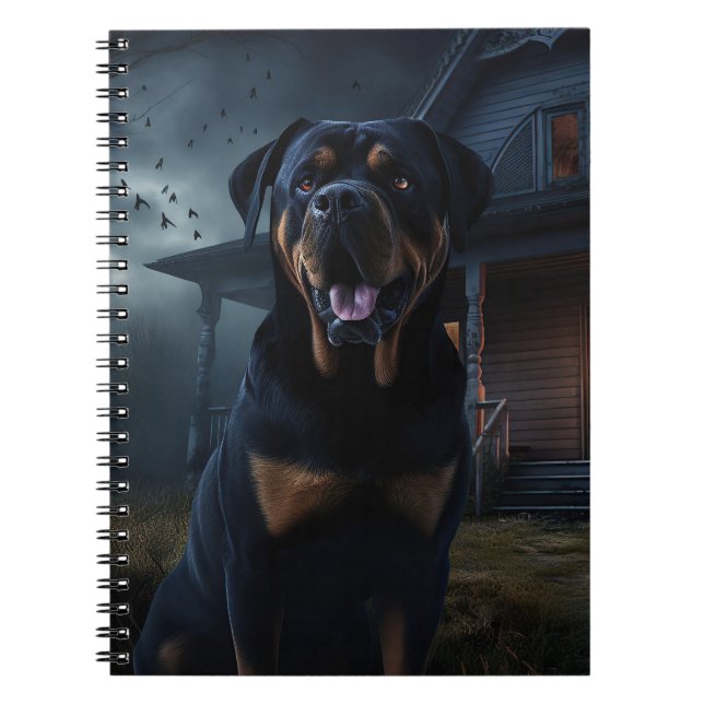 Rottweiler Halloween Skräckinjagande Anteckningsbok (Framsidan)