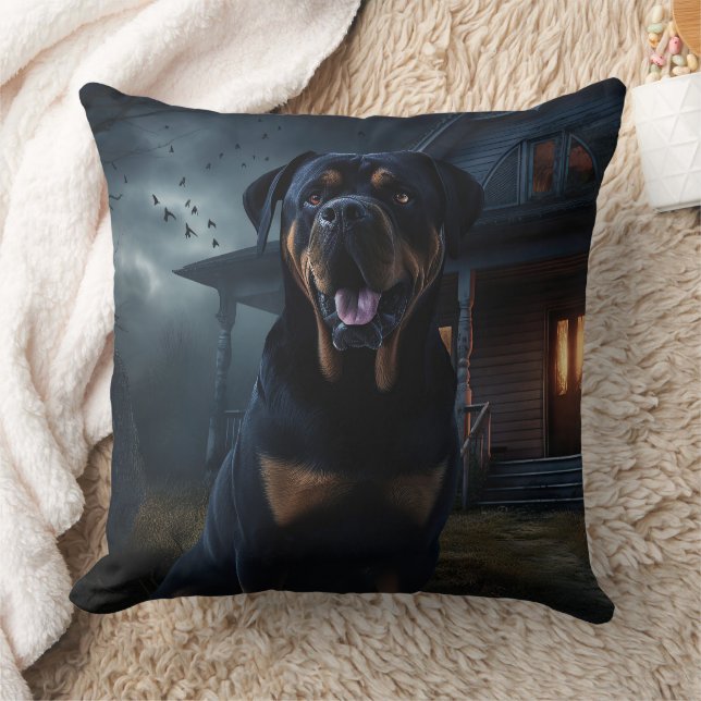 Rottweiler Halloween Skräckinjagande Kudde (Filt)