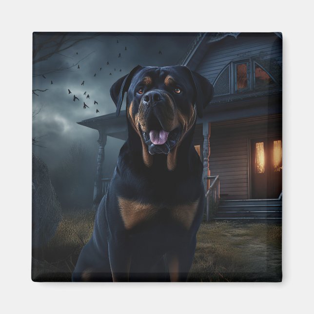 Rottweiler Halloween Skräckinjagande Magnet (Framsidan)
