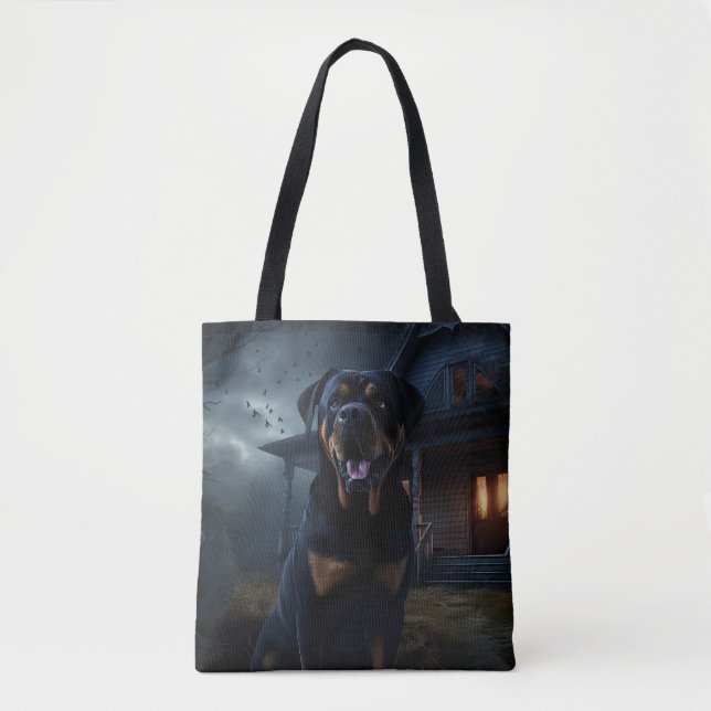 Rottweiler Halloween Skräckinjagande Tygkasse (Framsida)