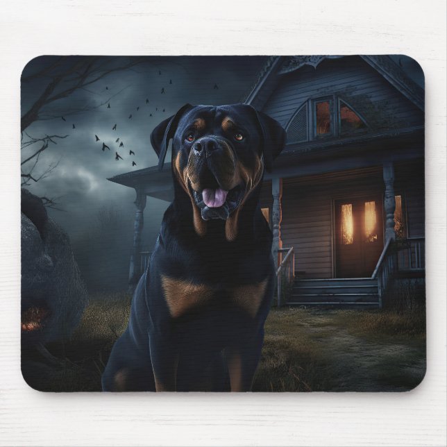 Rottweiler Halloween skrämmande  Musmatta (Framsidan)