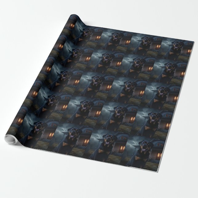 Rottweiler Halloween skrämmande  Presentpapper (Utrullad)