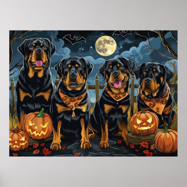 Rottweiler Halloween Spooky Poster (Framsidan)