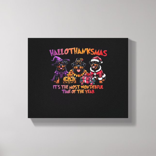Rottweiler Halloween Thanksgiving jul Classi Canvastryck (Framsida)