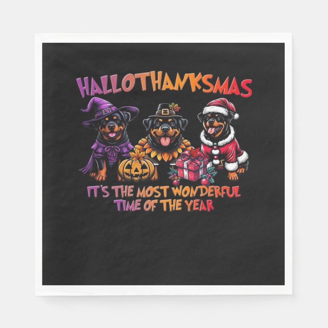 Rottweiler Halloween Thanksgiving jul Classi Pappersservett (Framsidan)