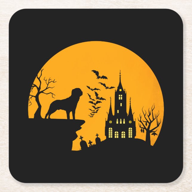 Rottweiler Halloween Underlägg Papper Kvadrat (Framsidan)