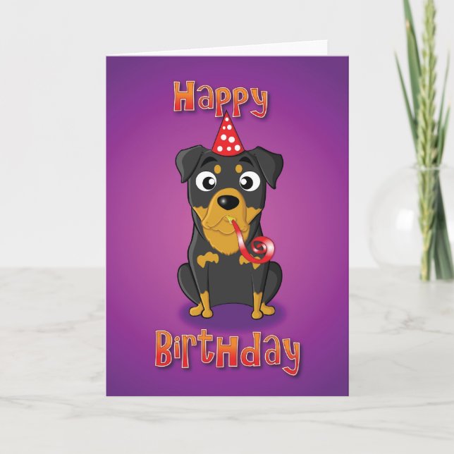 rottweiler - hat&whistle - grattis på födelsedagen kort (Framsida)