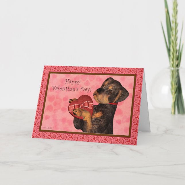 Rottweiler Heart Candy Valentine Day Card Helgkort (Framsida)