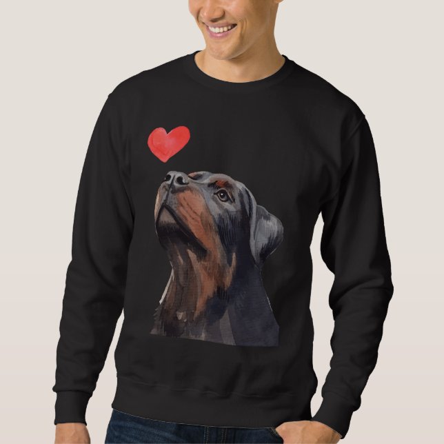 Rottweiler Heart Dog Love Lång Ärmad Tröja (Framsida)