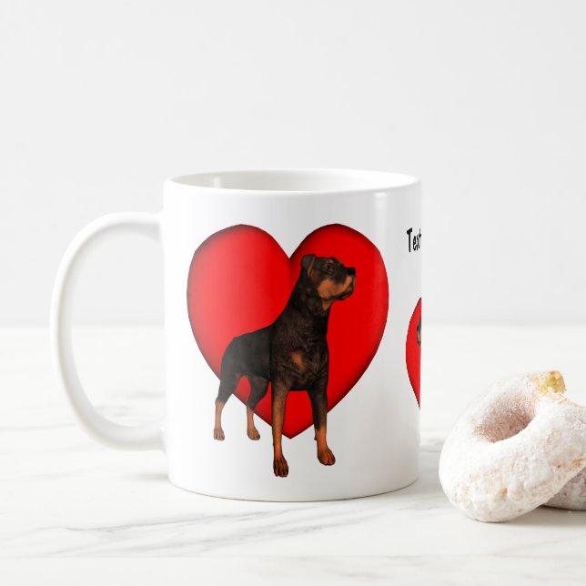Rottweiler Heart Hund älskare Personlig Kaffemugg (Med munk)
