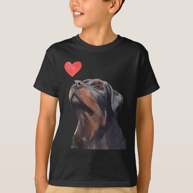 Rottweiler Heart Hund Kärlek T Shirt (Framsida)