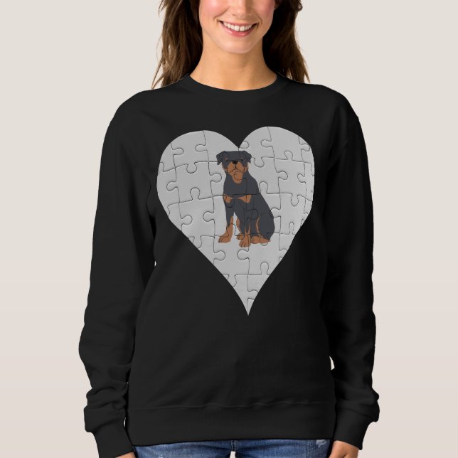 Rottweiler Heart Jigsåg Delar Rottweiler T Shirt (Framsida)