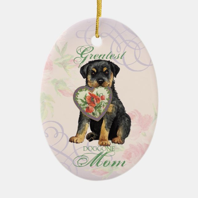 Rottweiler Heart Mamma Ceramic Ornament (Framsidan)
