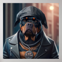 Rottweiler Hipster-Hund Poster