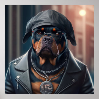 Rottweiler Hipster-Hund Poster