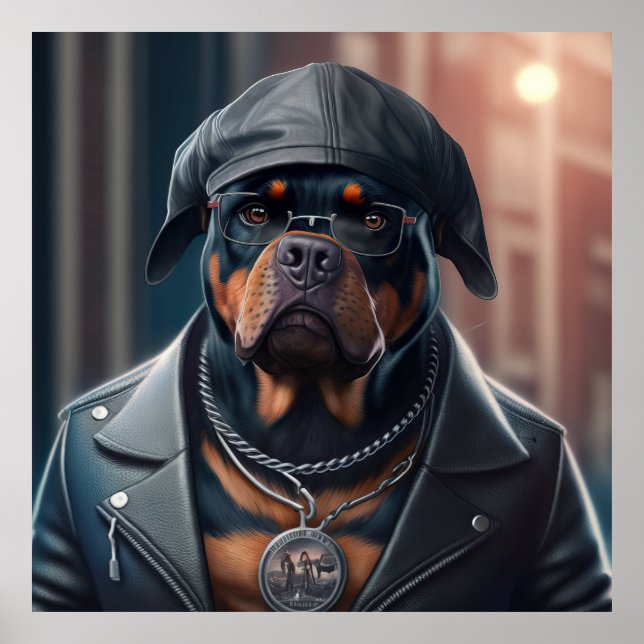 Rottweiler Hipster-Hund Poster (Framsidan)
