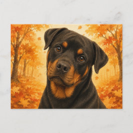 Rottweiler Höst Skog Hund Vykort