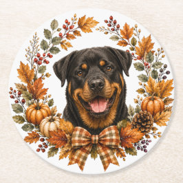 Rottweiler höstkrans coaster underlägg papper rund