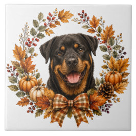 Rottweiler höstkrans kakelplatta