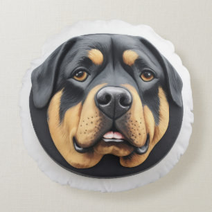 Rottweiler Hund 3D Inspired Rund Kudde