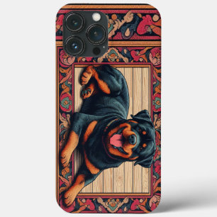 Rottweiler Hund 3D-Snyggt Färgfull Gräns