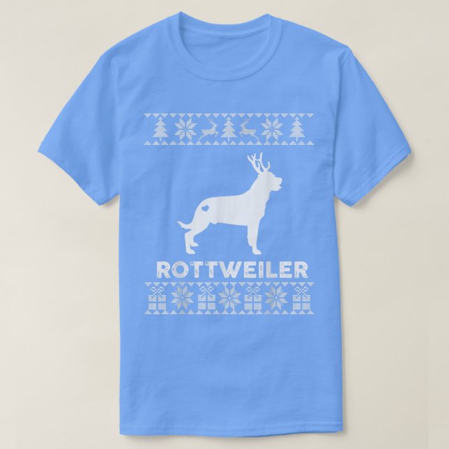Rottweiler Hund älskare Julafton Reindeer Ugly jul T Shirt (Design framsida)