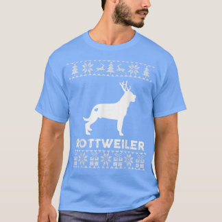 Rottweiler Hund älskare Julafton Reindeer Ugly jul T Shirt