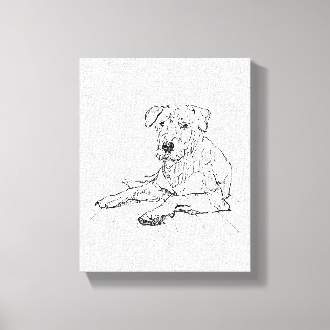 Rottweiler Hund Älskare Minimalistisk Illustration Canvastryck (Framsida)