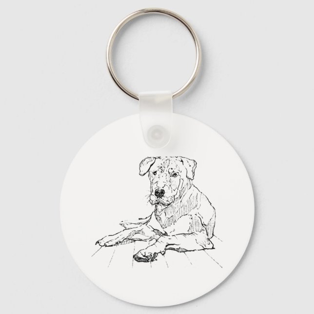 Rottweiler Hund Älskare Minimalistisk Illustration Nyckelring (Framsida)