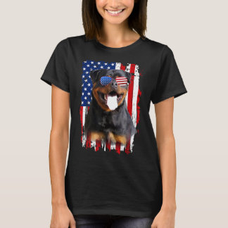 Rottweiler Hund American Flagga 4:e juli Independe T Shirt
